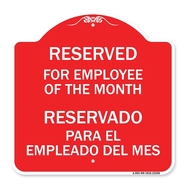 Signmission Reserved for Employee of the Month-Reservado Para El Empleado Del Mes, Red & White, RW-1818-23206 A-DES-RW-1818-23206 - main